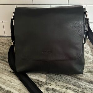 Coach Black Pebbled Leather Messenger Bag
